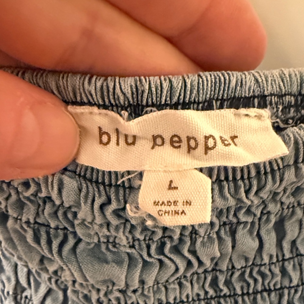 Blu Pepper Light Blue Smocked Top - Picture 3 of 5